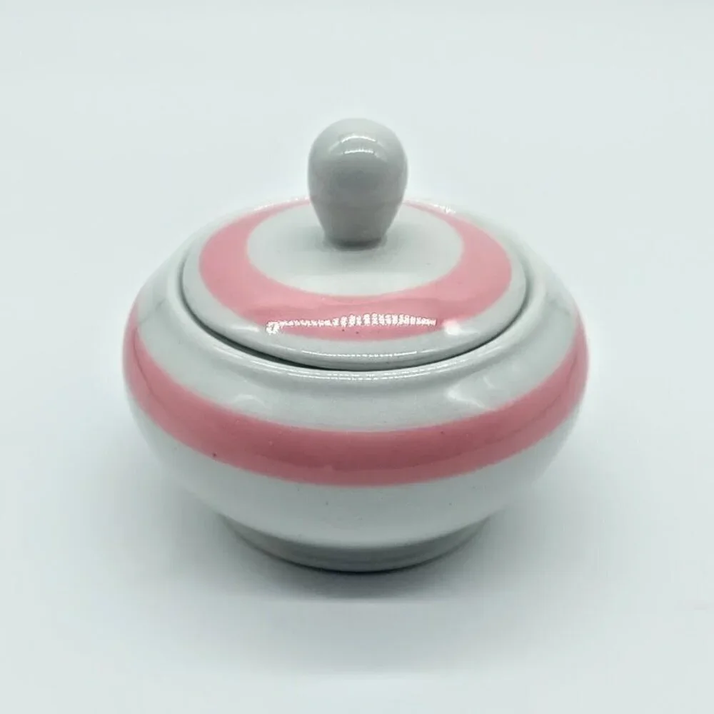 Arabia Finland Ribbons Pink Mini Covered Sugar Bowl & Creamer Pitcher Set - Picture 5 of 8